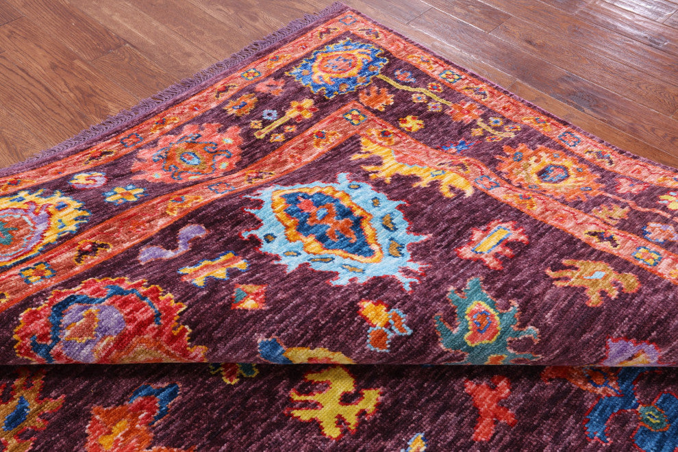 8' Square Hand-Knotted Turkish Oushak Wool Rug - Q14849
