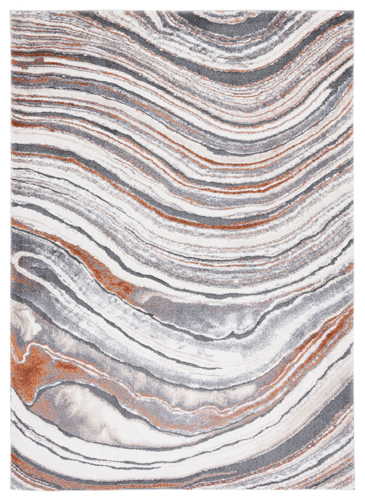 Safavieh Cyrus Shag Collection CYR134F Rug, Grey/Rust, 6'7