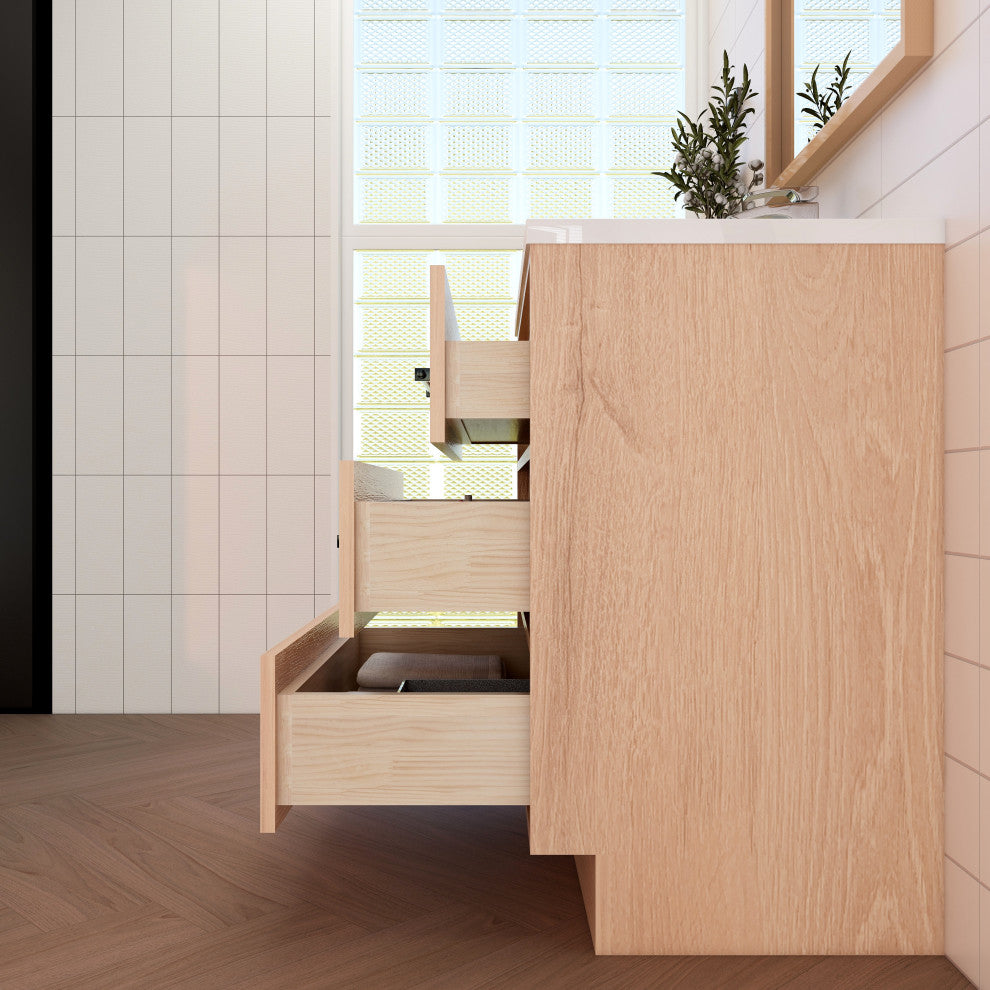 Victoria 30" Solid Wood Bath Vanity, Red Oak