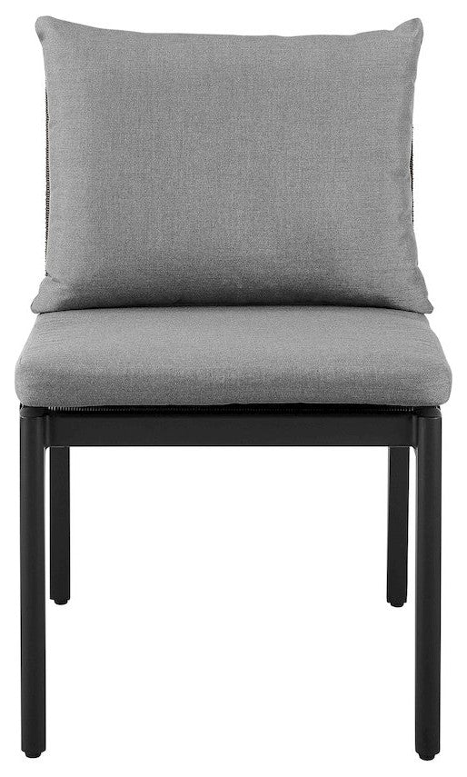 Cayman Outdoor Patio Dining Chairs in Aluminum with Gray Cushions - Set of 2