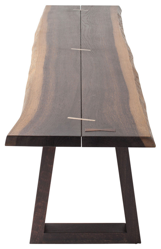 Napa Seared Oak and Brass Details Bench, 70"
