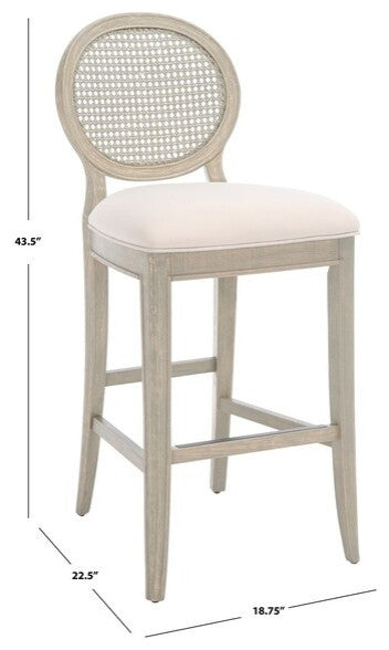Safavieh Couture Karlee Rattan Back Barstool Beige / Rustic Grey