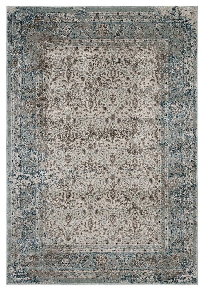Dilys Distressed Vintage Floral Lattice 8x10 Area Rug