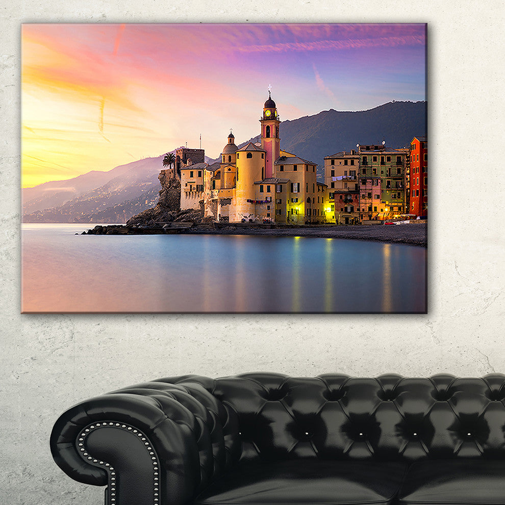 "Old Mediterranean Town at Sunrise" Large Wall Artwork