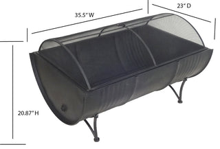 35" Rectangular Outdoor Metal Woodburning Barrel Firepit