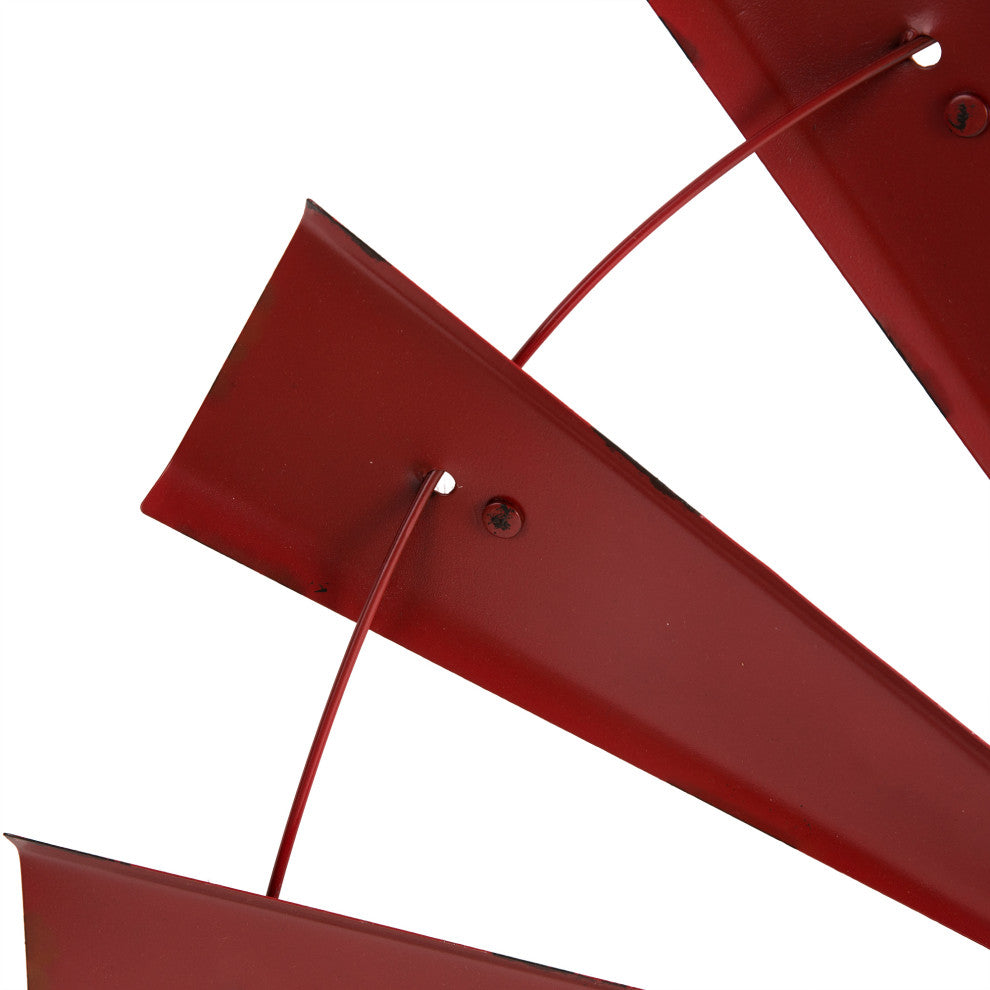 32"L Galvanized Farmhouse Half Wind Spinner Wall Decor, Red