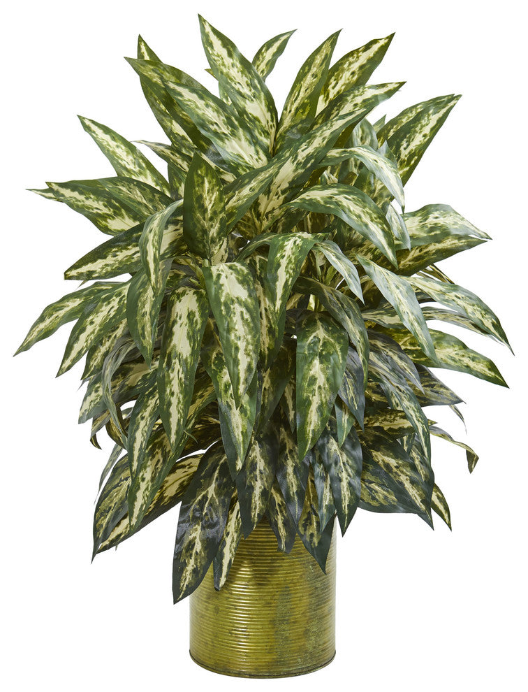 Nearly Natural Aglonema Artificial Plant in Metal Planter