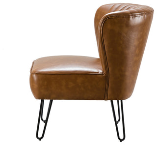 Upholstered Accent Side Chair With Tufted Back, Camel