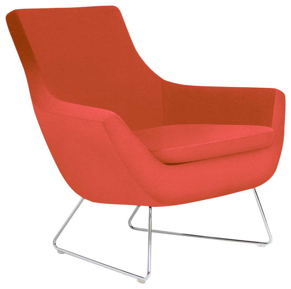 Rebecca Wire Chair, Chrome Plated Steel Tubes Base, Orange Leatherette
