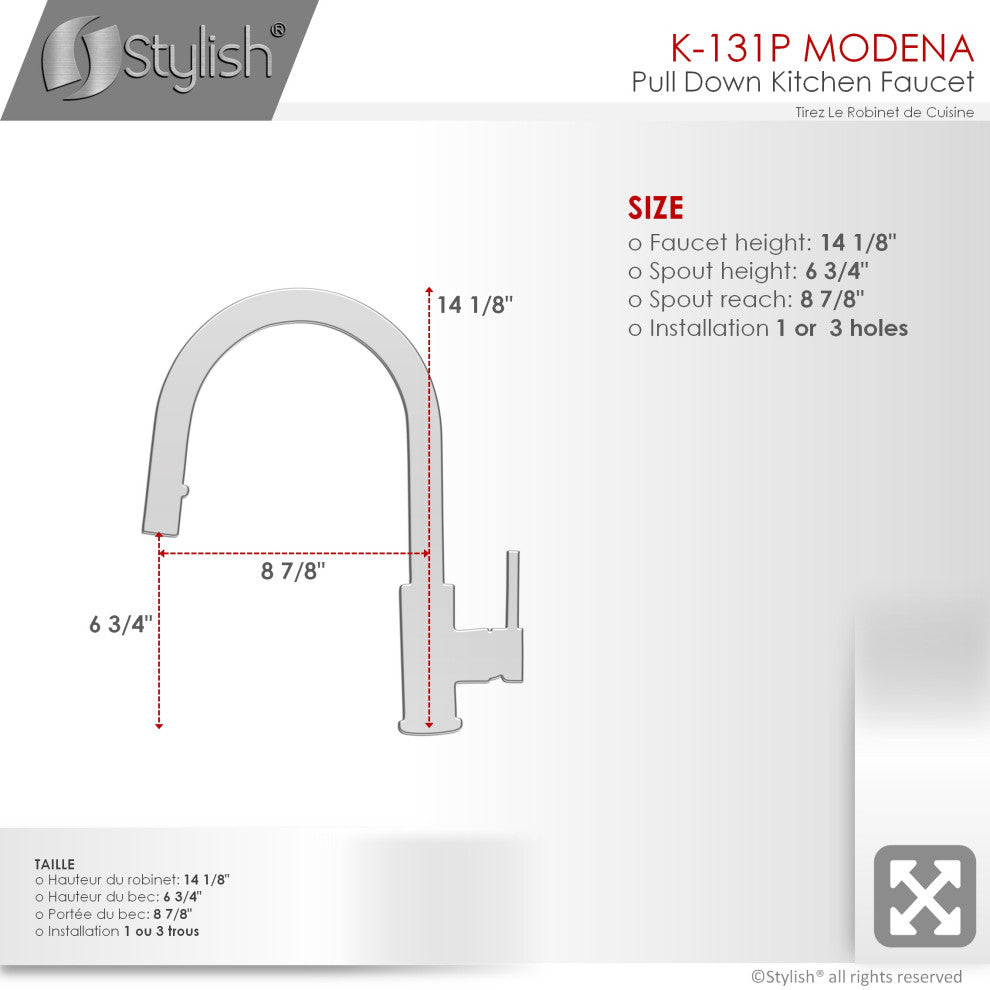 STYLISH Modern Single Handle  Pull down Sprayer  Kitchen Faucet in Gunmetal