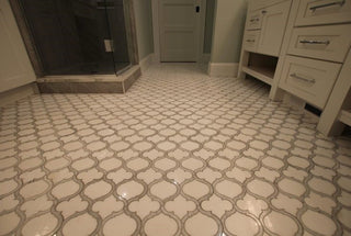 Thassos White Marble Arabesque Baroque Lantern Waterjet Tile Polished, 1 sheet