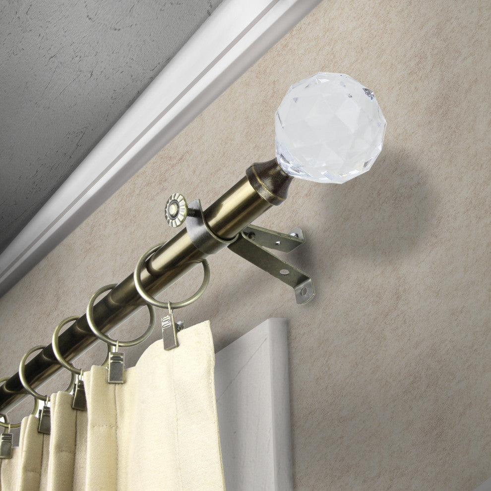 Twinkle 13/16" Diameter Curtain Rod, Antique Brass, 18-28"