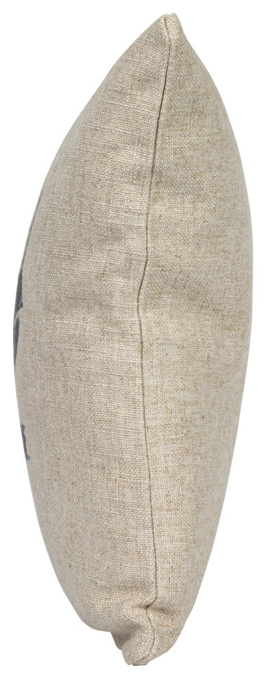 16" Square Linen Printed Pillow, Snail, "It''s a Vibe" Text Embroidery, Gray