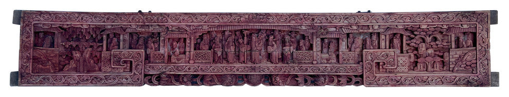 Chinese Vintage Dimensional Opera Court People Carving Wood Wall Art Hws3083