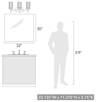 Golden Lighting 7011-BA3 Winslett 3 Light 23"W Vanity Light - Matte Black /