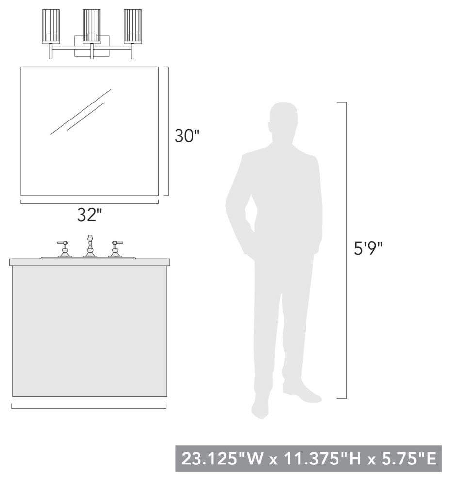Golden Lighting 7011-BA3 Winslett 3 Light 23"W Vanity Light - Matte Black /