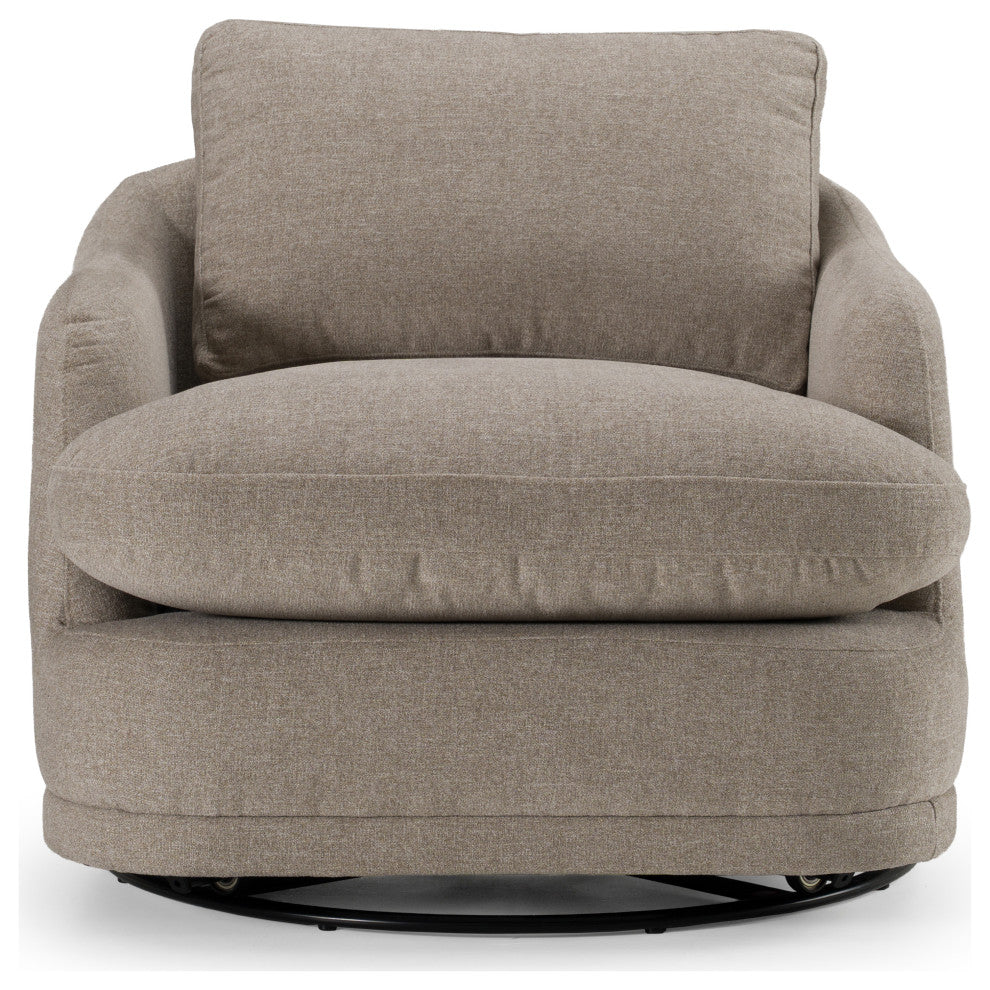 Divani Casa Chantry Modern Grey Sand Fabric Swivel Accent Chair