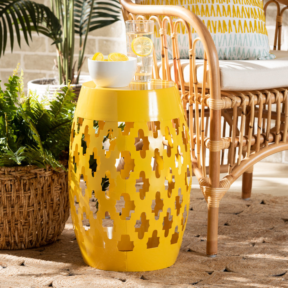 Elenor Contemporary Outdoor Side Table, Yellow