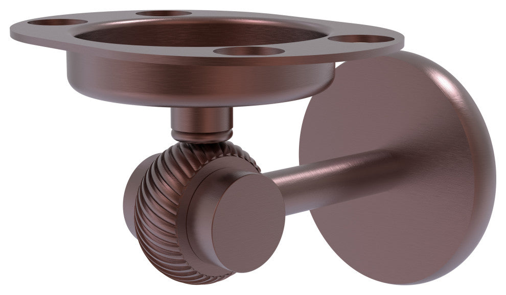 Satellite Orbit Two Toothbrush Holder With Twist Accents, Antique Copper