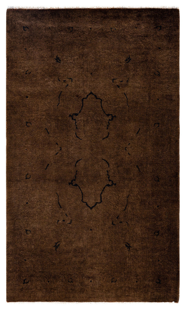 Overdyed One-of-a-Kind Hand-Knotted Area Rug Brown, 3' 1" x 5' 2"