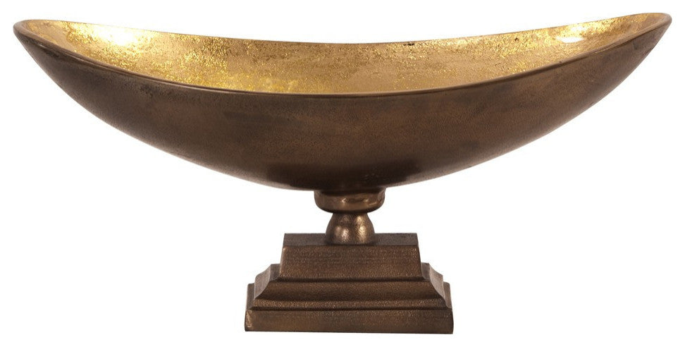 Rustic Bronze Oblong Footed Centerpiece Bowl