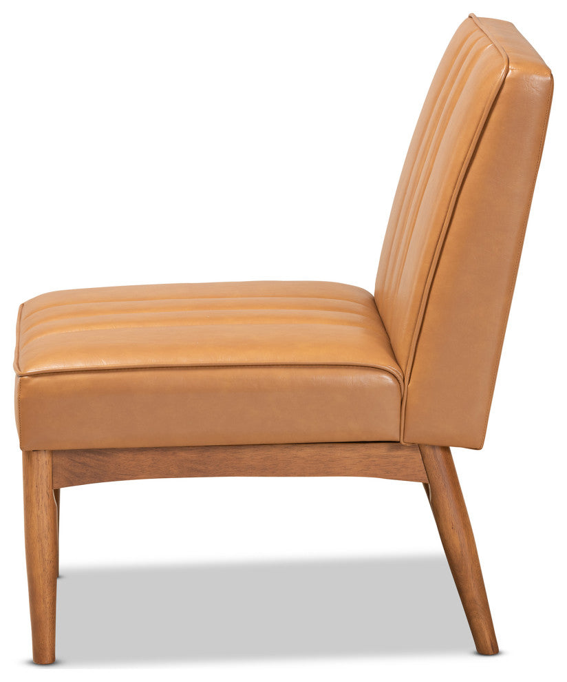 Daymond Modern Tan Faux Leather Walnut Brown Finished Wood Dining Chair