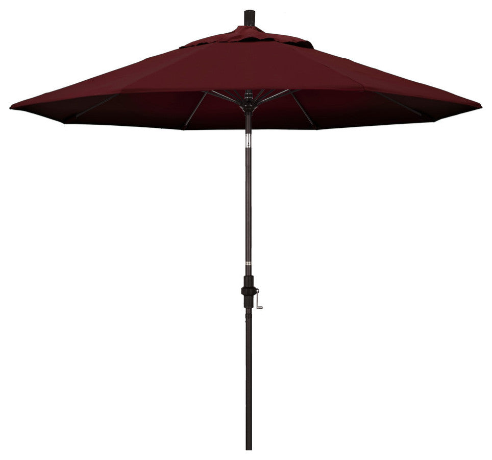 9'' Bronze Collar Tilt Crank Aluminum Umbrella, Pacifica, Burgundy