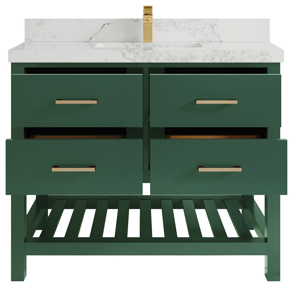 Parker 42 Single Sink Bath Vanity in Lafayette Green  2" Calacatta Nuvo