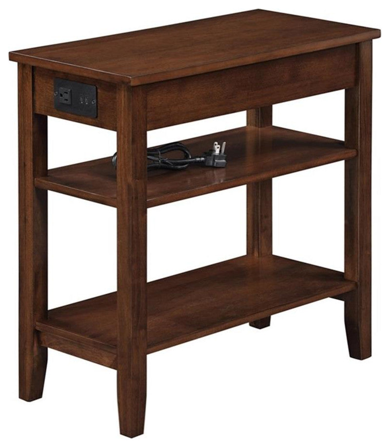 American Heritage One-Drawer End Table w/Charging Station in Espresso Wood