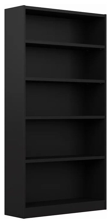 Traditional Bookcase, Open Compartments With Adjustable Shelves, Black
