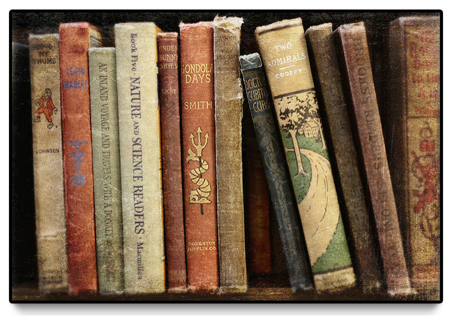 "Vintage Book Collection III" Oversized Framed Canvas, 40" x 60"