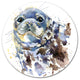 Blue Marine Seal Watercolor, Animal Art Round Wall Art, 23"