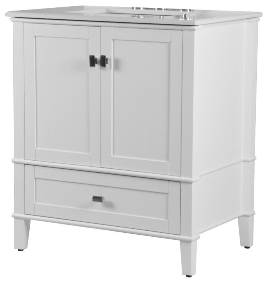 31" Single Vanity, White With Engineered Stone Top