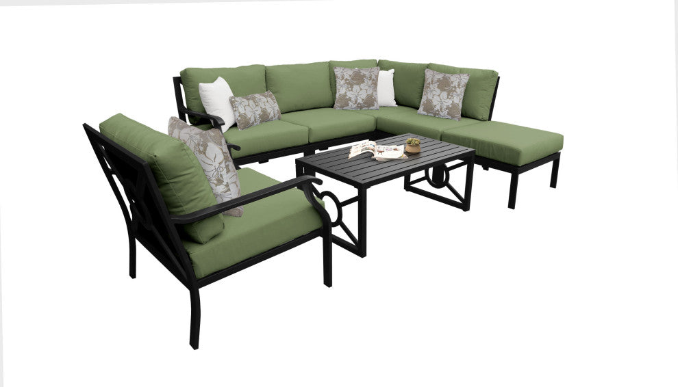kathy ireland Madison Ave. 7 Piece Aluminum Patio Furniture Set 07f, Forest