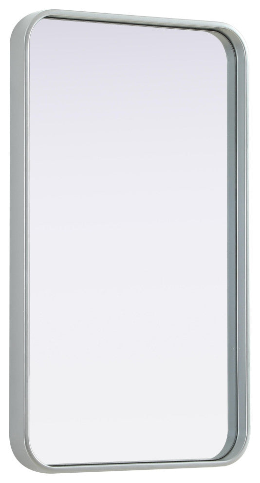 Home Living Contour Metal Rectangle Mirror 18x30, Silver