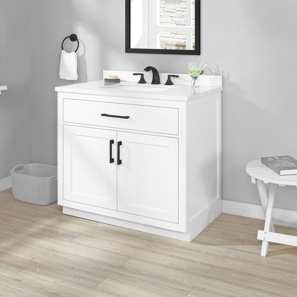 Ove Decors Bailey 36" Single Sink Vanity, White With Hardware