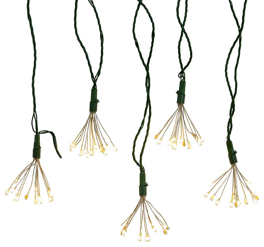 75 Light, Cluster Lights and Warm White Twinkle LED Lights Green Wire