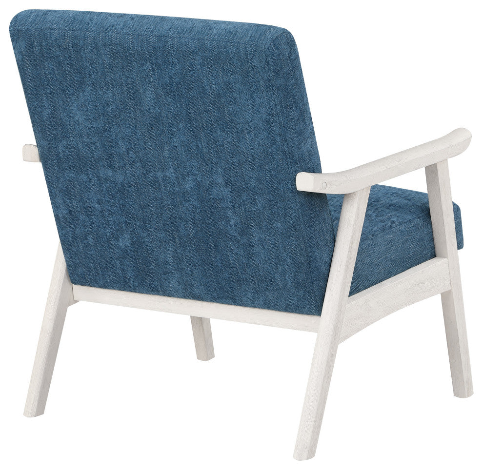 Weldon Armchair, Navy Fabric With Antique White Finished Frame