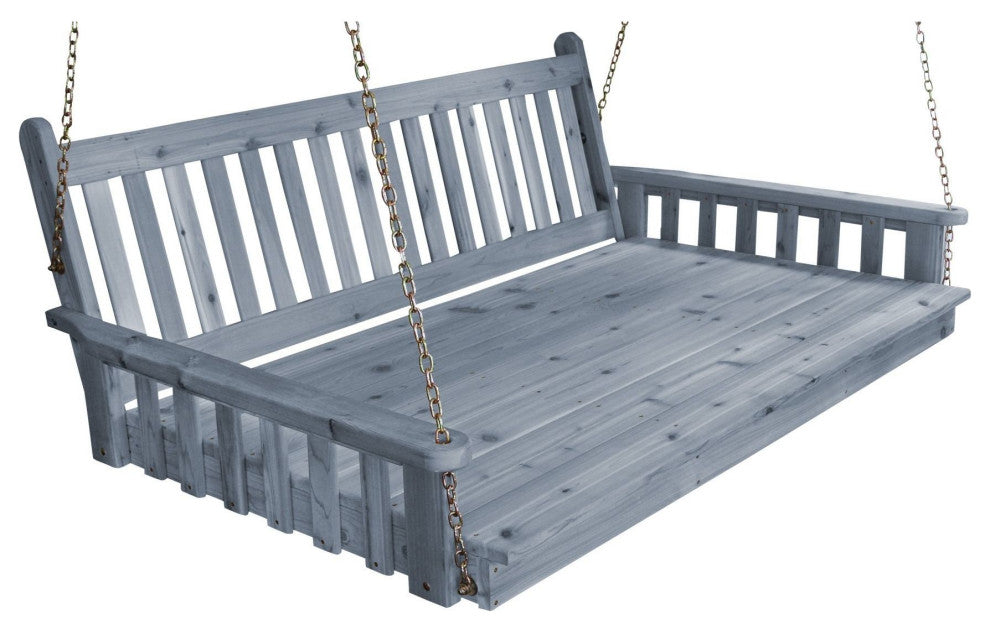 Pine Traditional English Swingbed, Gray Stain, 5 Foot