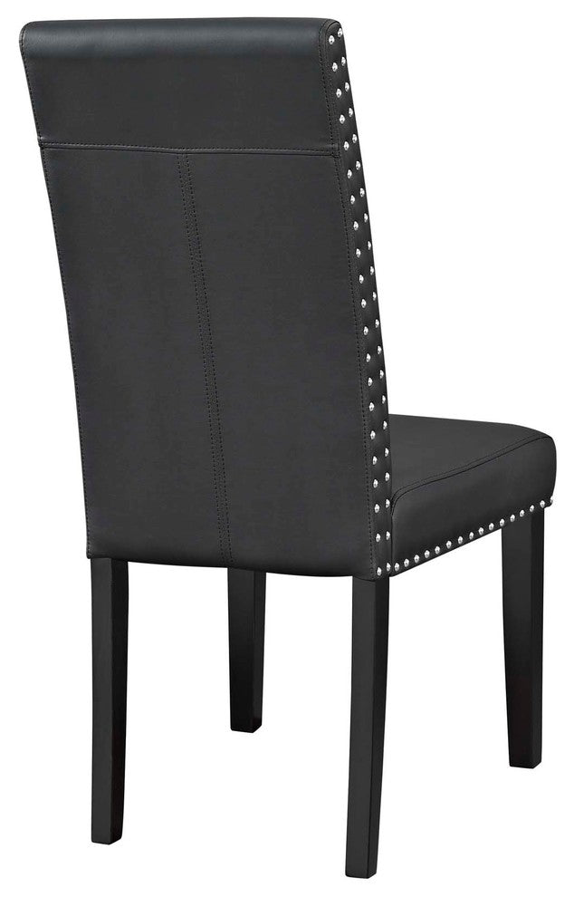 Parcel Dining Side Chair Vinyl Set of 2, Black