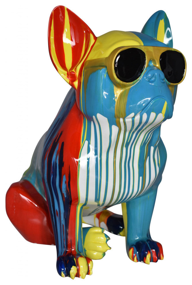 Graffiti Looking French Bulldog with Glasses Resin Statue Size: 19" x 12" x 19