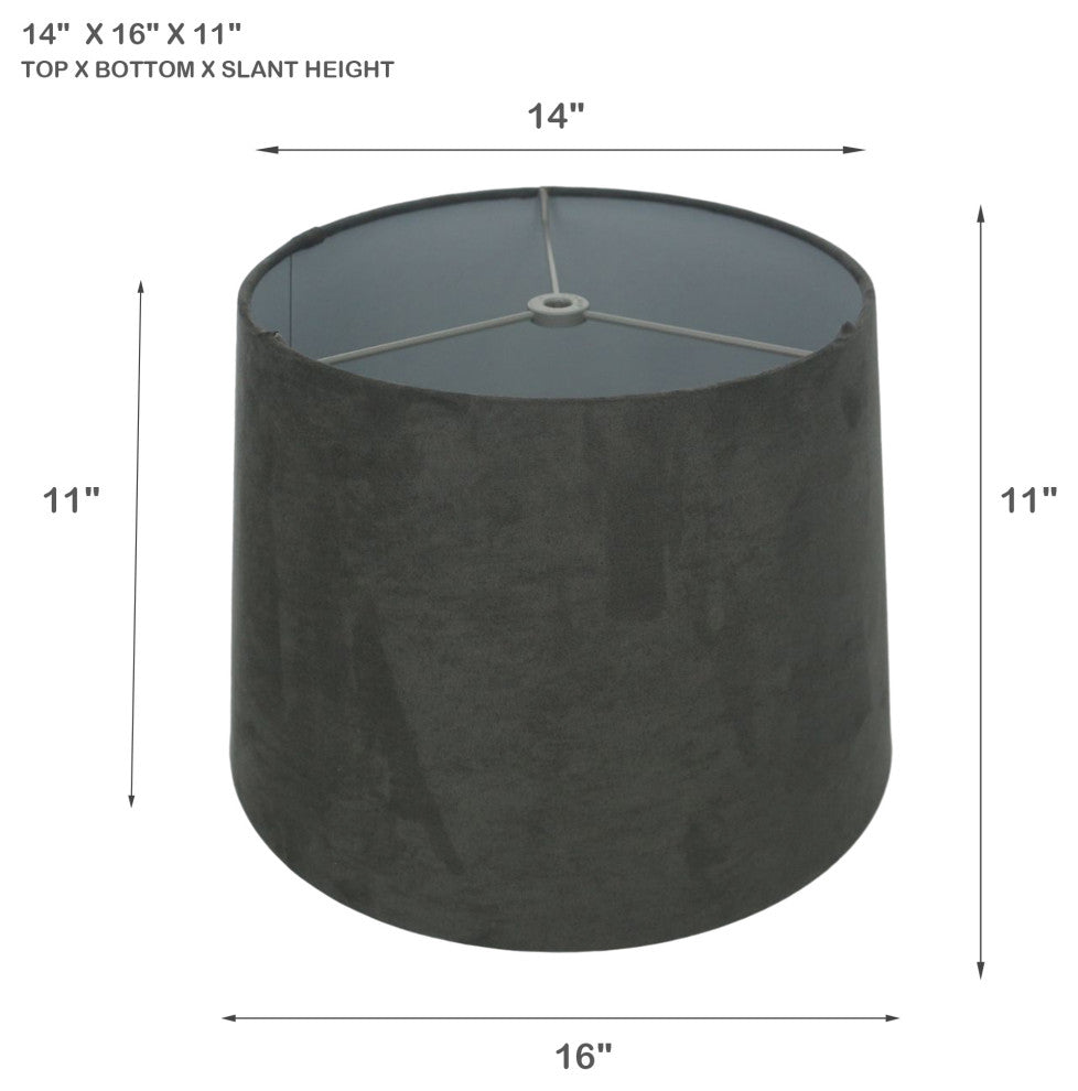 16" Suede Hardback Lamp Shade, Gray