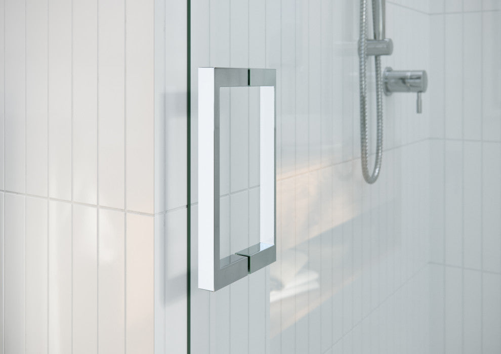 56-60"x60-Frameless Bath Tub Sliding Shower Door Square Hardware, Polished Chrome