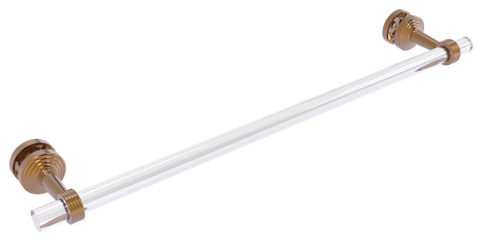 Pacific Beach 24" Shower Door Towel Bar with Groovy Accents, Brushed Bronze