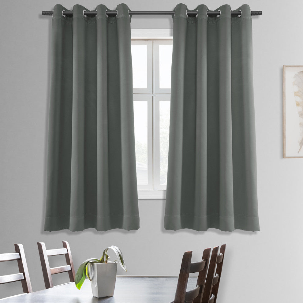 Neutral Grommet Gray Room Darkening Curtain, Set of 2, 50"x63"