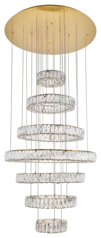 Madeleine Integrated LED Light Gold Chandelier Clear Royal Cut Crystal