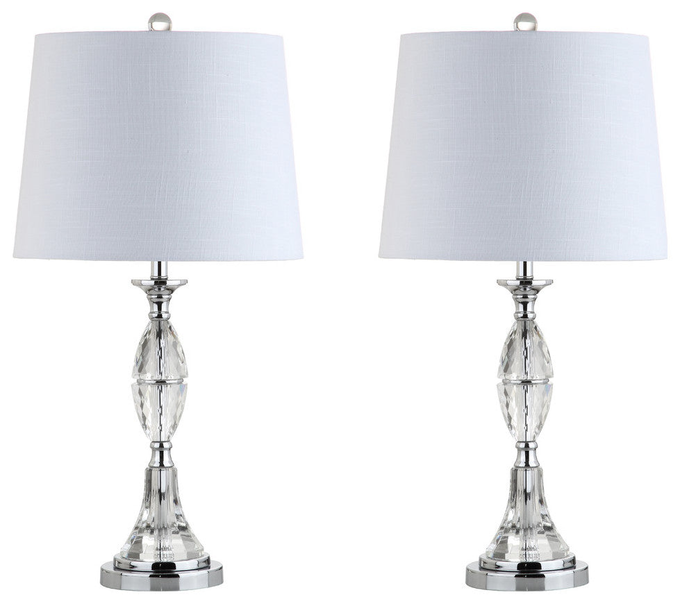 Reid 25.5" Crystal Table Lamp, Chrome, Set of 2