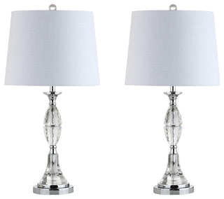 Reid 25.5" Crystal Table Lamp, Chrome, Set of 2