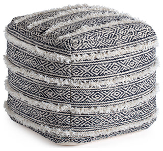 Ouray 20" x 20" x 20" Blue and Ivory Pouf