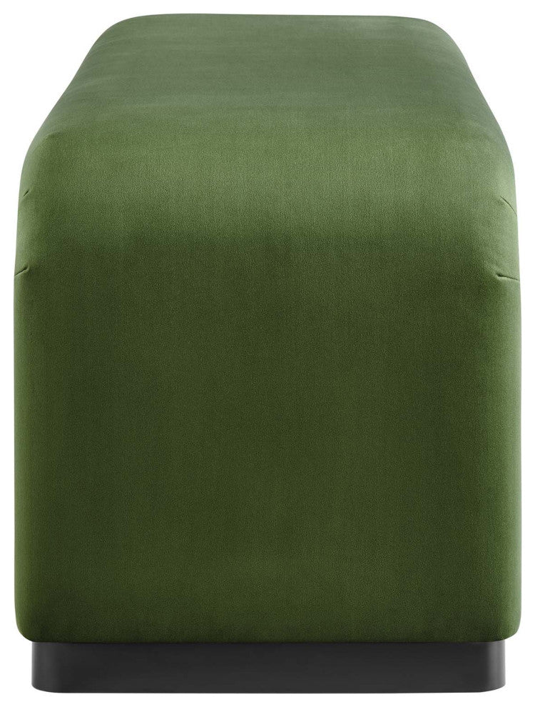 Koda Performance Velvet Waterfall Long Bench - Black Moss Green